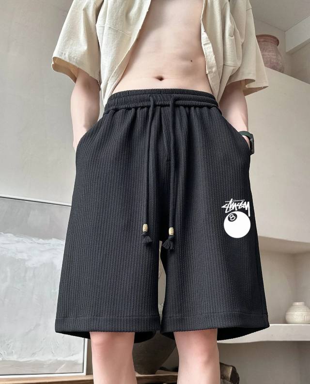 Stussy 8th letter striped knitted fabric shorts embroidered versatile couple sty