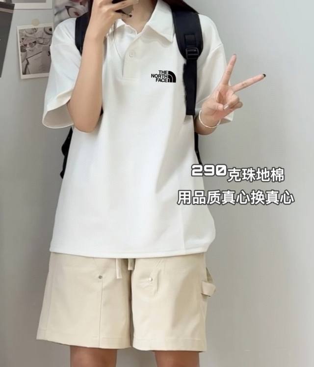 Heavy version The North Face Basic Printed Couple Polo Shirt Short Sleeve T-shir