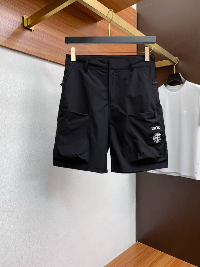 Dior three-label complete 2025 summer new men's casual double-sided shorts, high