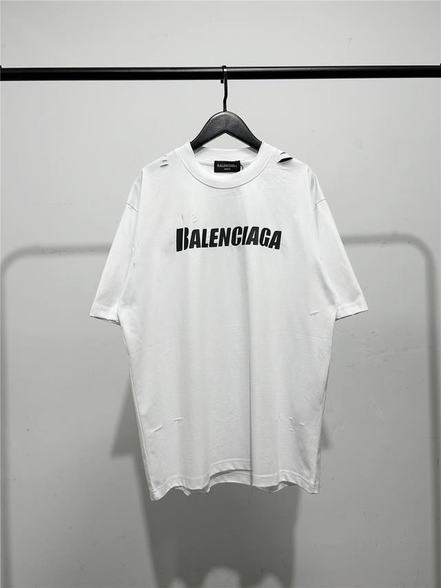 High version, very good quality! Balenciaga unisex ripped cracked letter printe