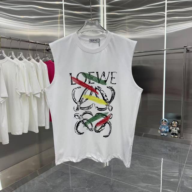 Loewe 2025 spring and summer new 260g sleeveless vest personalized print unisex