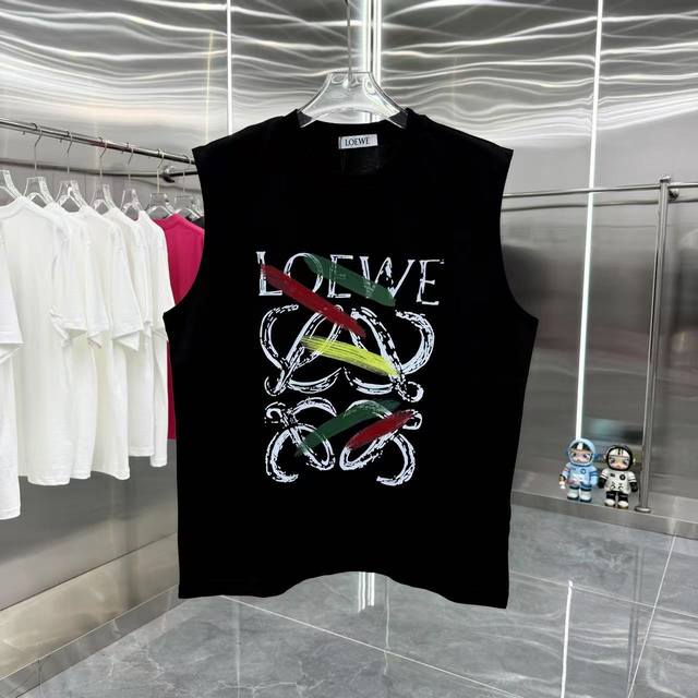Loewe 2025 spring and summer new 260g sleeveless vest personalized print unisex