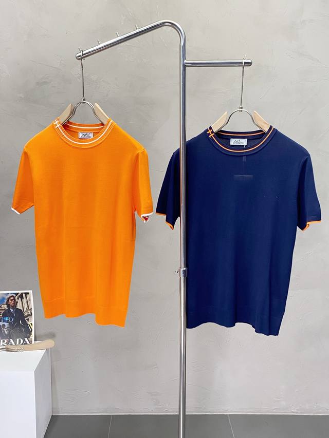 Hermes exclusive spring and summer new original men's casual knitted short sleev