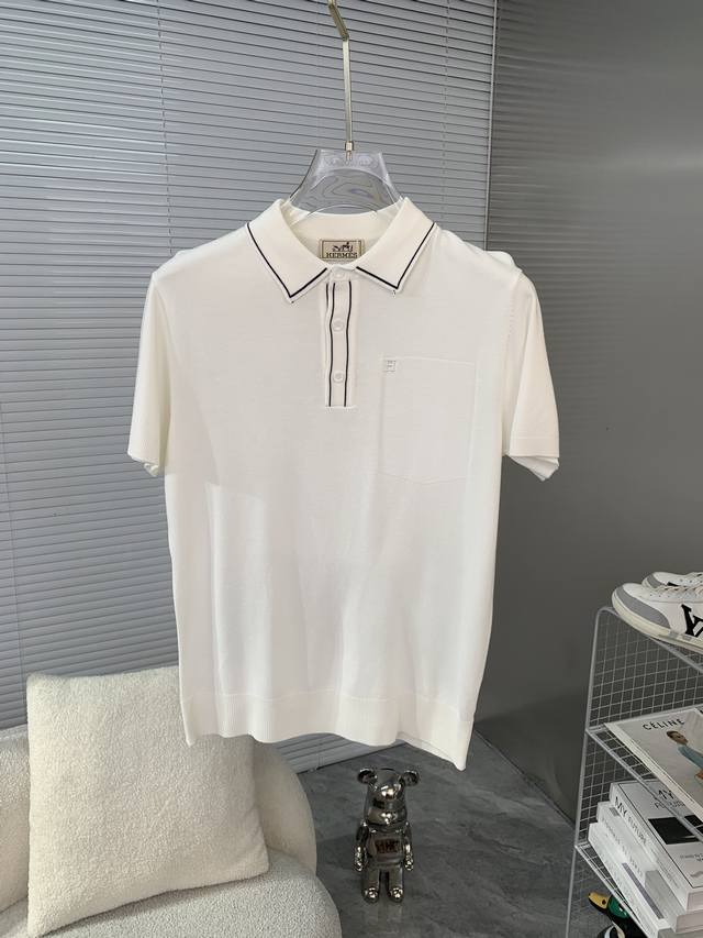 Hermes Hermes colorblock collar knitted Polo shirt Upgraded, inspired by the 198