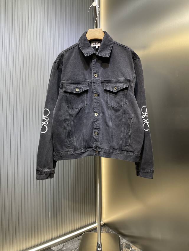 Loewe top original Anagram denim jacketFabric: Black base and black surface, hig