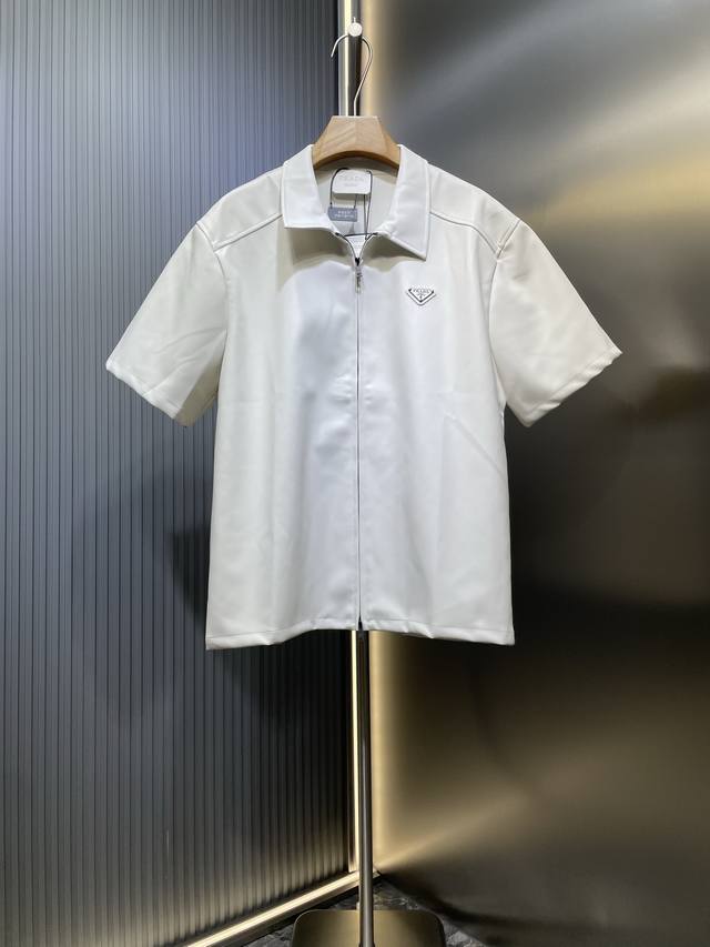 Prada top original double-sided lambskin zipper shirt Fabric: 0.5*2 composite do
