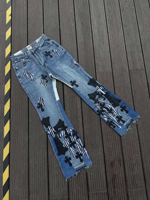 Top version, different from market currency Comehearts spliced cowhide wide-leg
