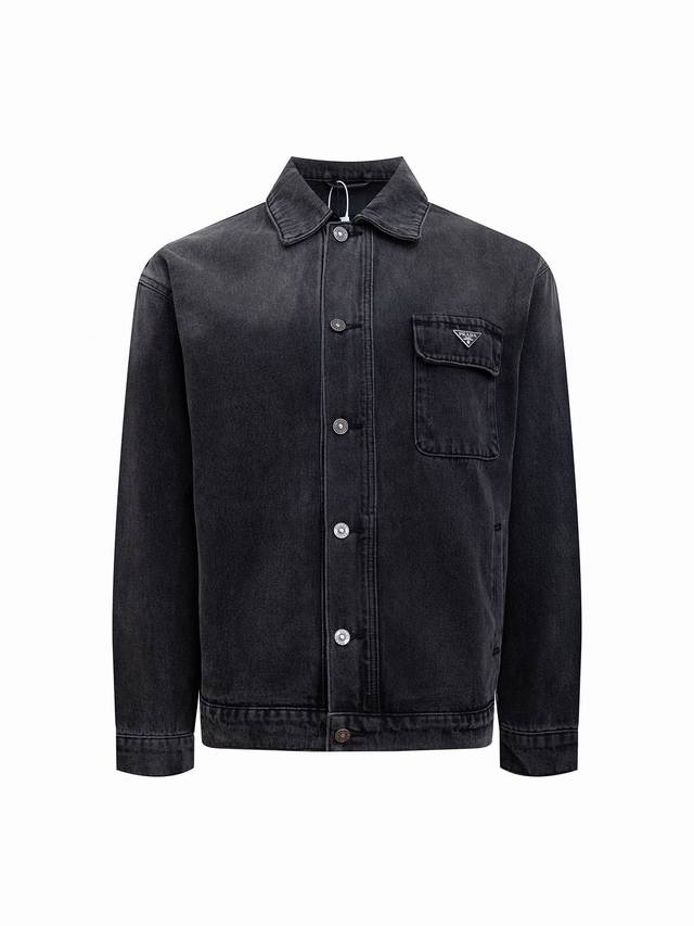 Zp version Prada Prada classic official website triangle logo cotton washed deni