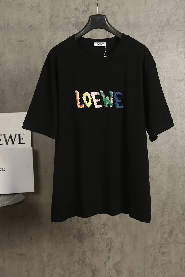 Loewe*LoeweLoewe*Loewe rainbow embroidered short-sleeved T-shirt-Customized 270g
