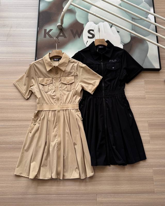 Fila Woven Workwear Modern Dress Women 2025 Summer New Cool Sunscreen Polo Skirt