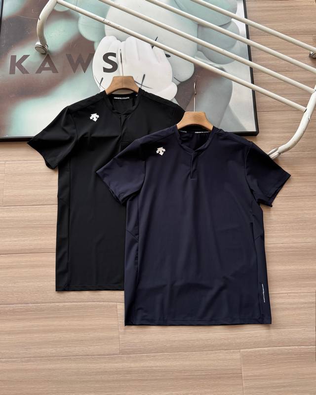 Descente Men's Ice Silk Quick-Drying Short-Sleeve Hidden Button Design Fashiona