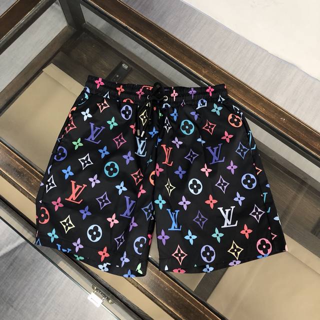 Lv Official website catwalk model Lns popular beach pants with full flower patte