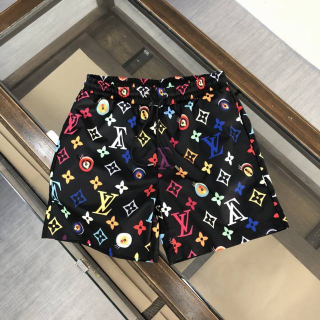 Lv Official website catwalk model Lns popular beach pants with full flower patte