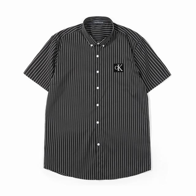 for Calvin Klein Ck letter embroidered striped short-sleeved shirt DDD. Customi