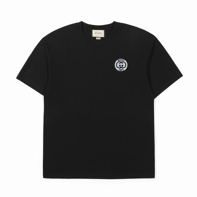Supply Gucci round logo embroidered cotton short-sleeved T-shirt Customized main