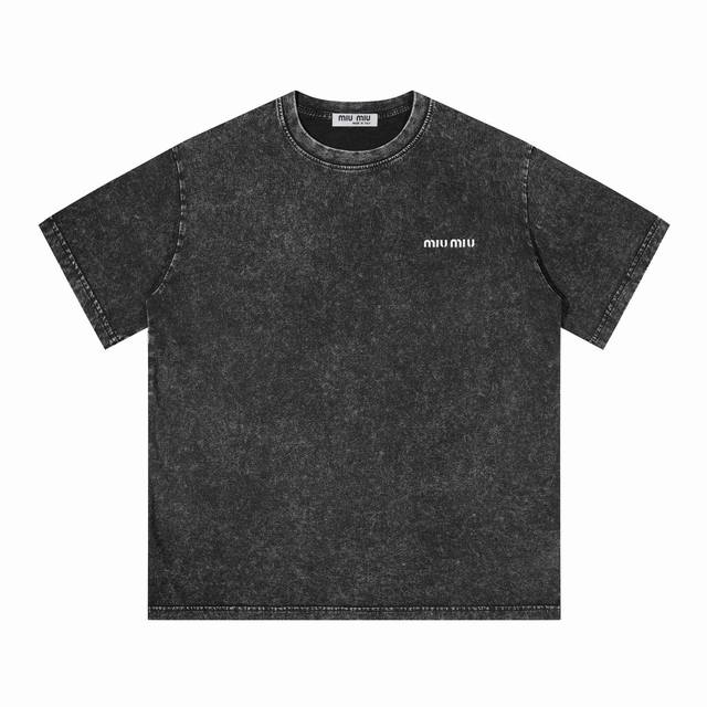 for Miumiu logo 3D printed cotton short-sleeved T-shirt DDD. Customized main la