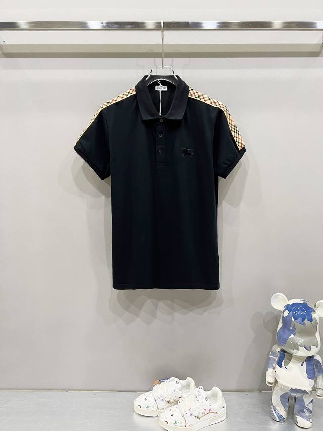 Burberry Burberry lapel polo shirt Plaid stitching with warhorse micro logo embr
