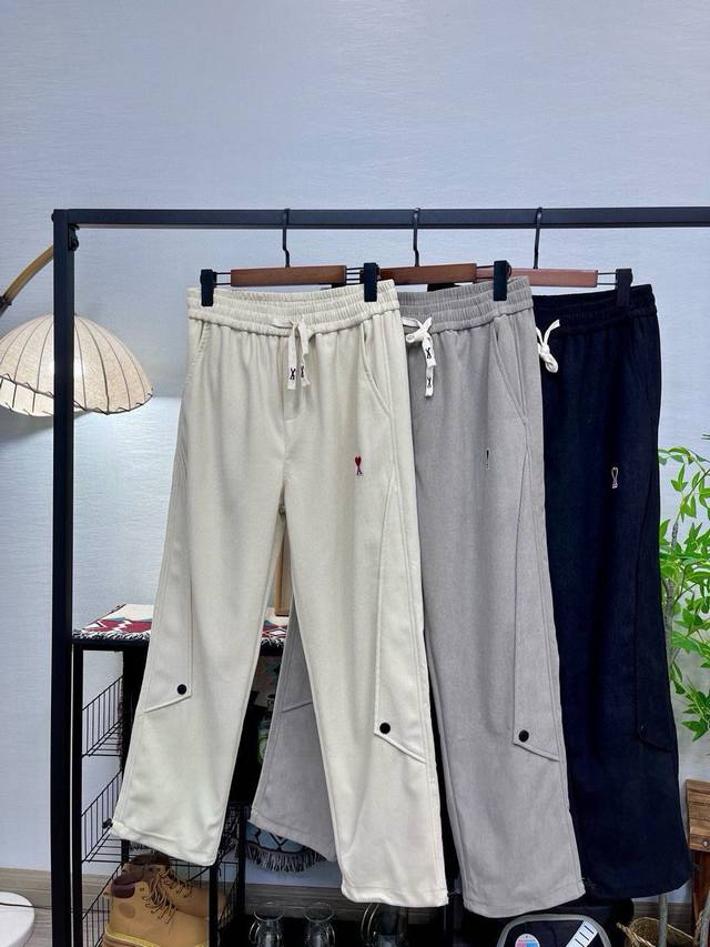 Ami European cotton velvet two-way sweatpants Ami embroidered casual European co