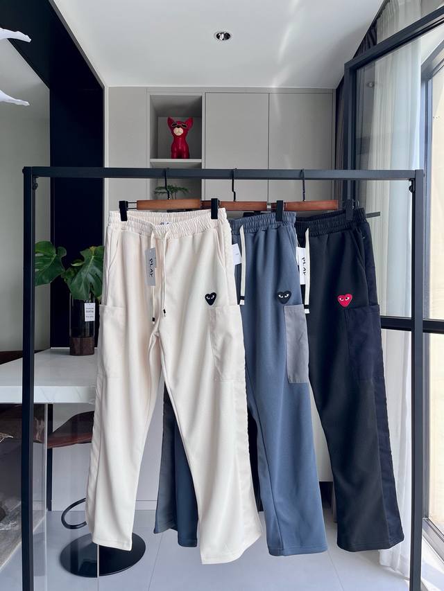 Kawakubo Rei big pocket straight pants Kawakubo Rei Play heart embroidered Hong