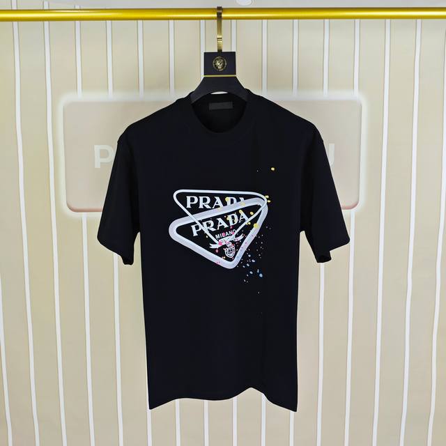 P*Ada Prada 2025 spring and summer new original men's round neck short-sleeved T