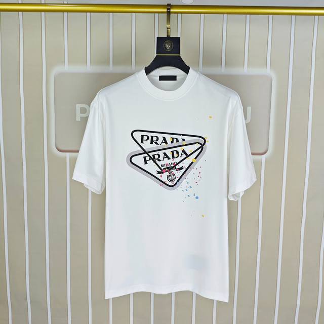 P*Ada Prada 2025 spring and summer new original men's round neck short-sleeved T