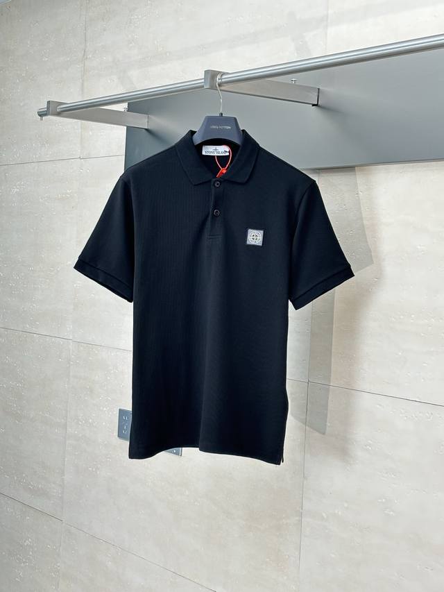 Stone Islan* Stone Island Badge Applique Embroidered Polo Shirt Customized pure