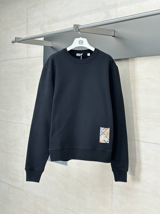 Burberr* Burberry Bbr Check Label Cotton Pullover Crew Neck Sweatshirt Knitted f