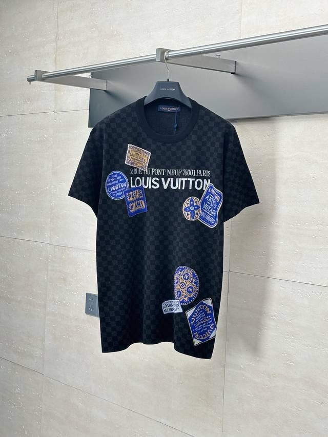 Lv Louis 25 Summer New Atlantic Damier Wool Short Sleeve T-Shirt This short slee