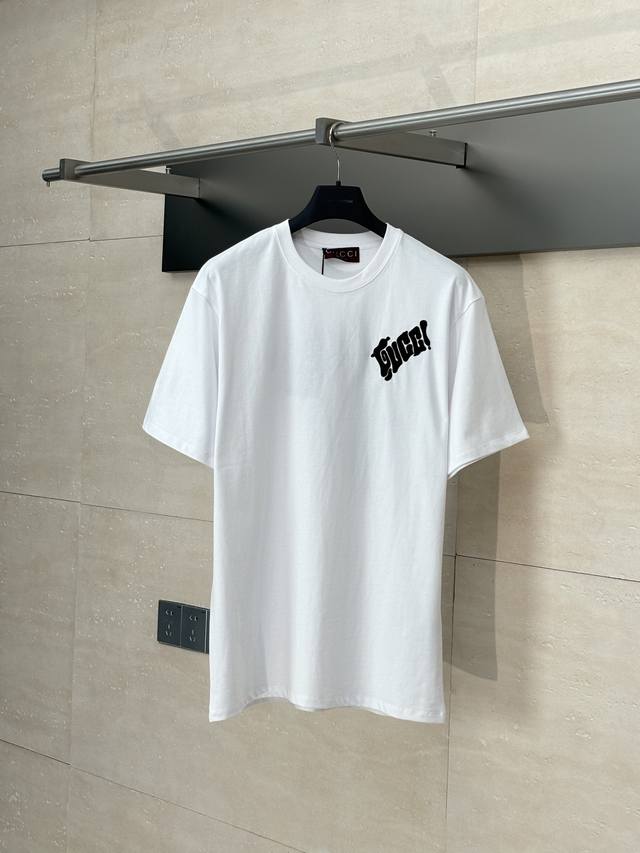 Gucc* Gucci 25 Spring/Summer new letter embroidered short-sleeved T-shirt Regula