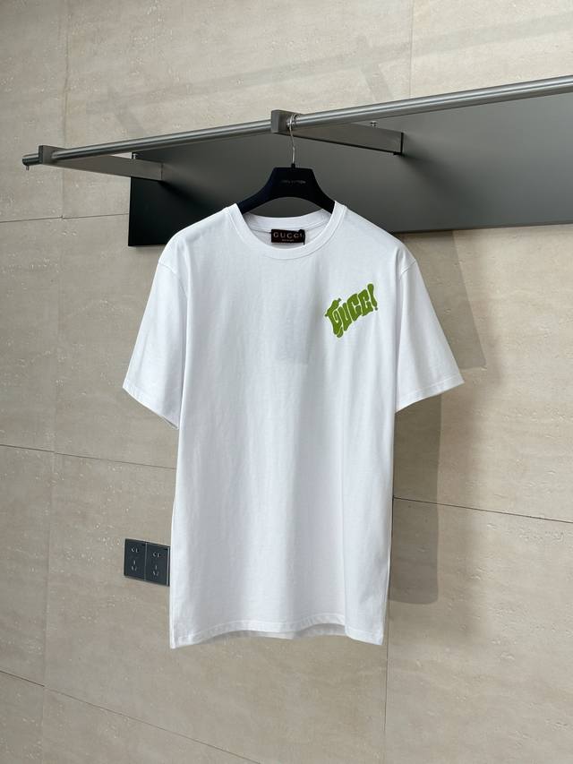 Gucc* Gucci 25 Spring/Summer new letter embroidered short-sleeved T-shirt Regula
