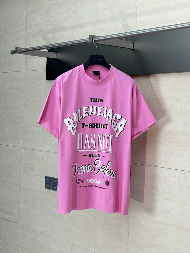 Balenciag* Paris Blcg foamed print round neck short sleeves Original development