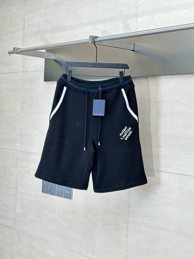 Lv* Louis 25Ss new logo embroidered shorts Customized double-strand yarn, carefu