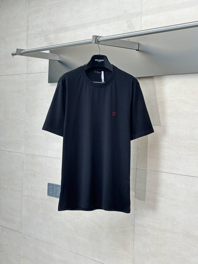 Lv* Louis 25Ss new classic logo pure cotton short-sleeved T-shirt Made of 50 dou