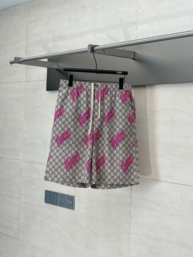 Gucci* Gucci 2025Ss spring and summer new cotton casual beach shorts All over th
