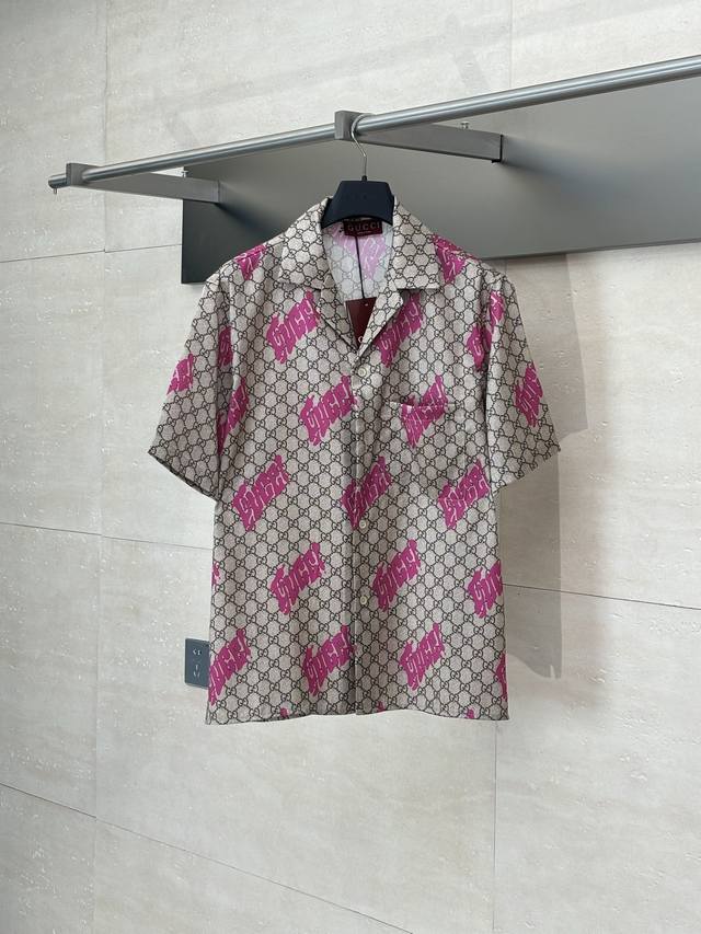 Gucci* Gucci 2025Ss spring and summer new knitted lapel short-sleeved shirt Clas