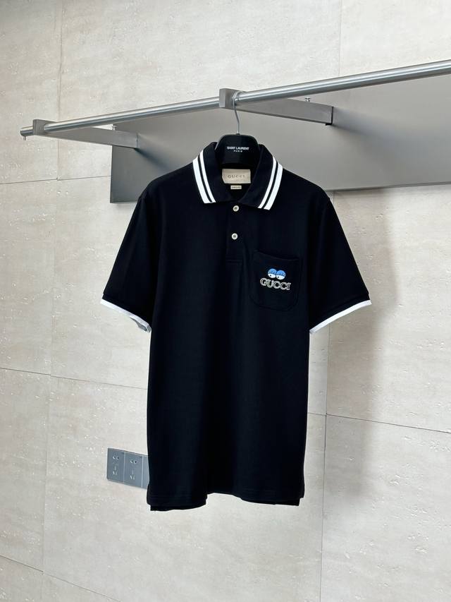 Gucci* Gucci 2025 Ss Spring and Summer new style pique cotton lapel Polo shirt B