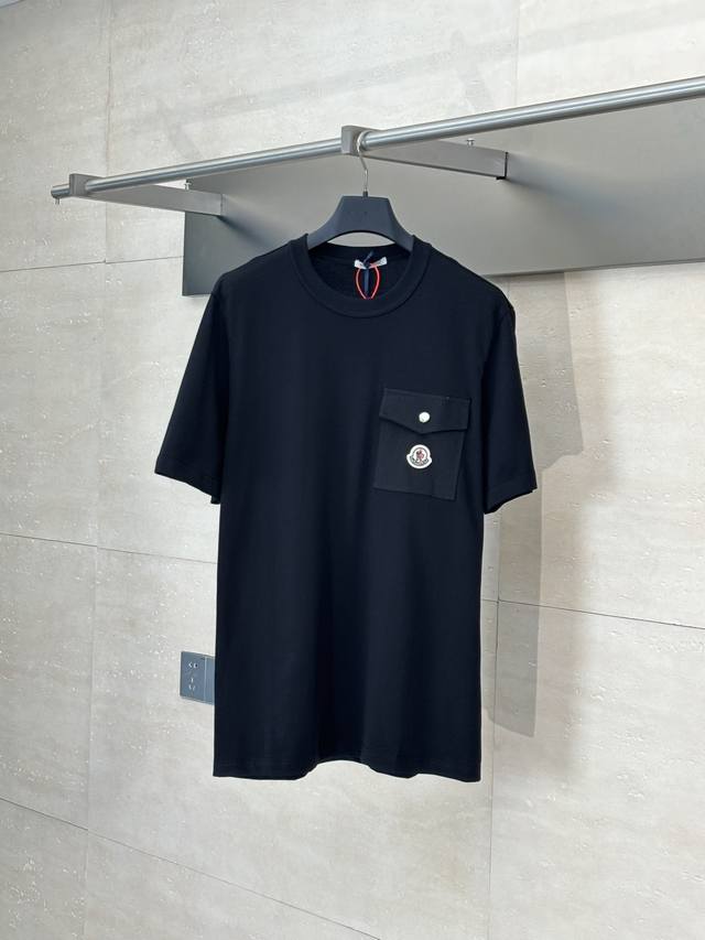 Moncle* Moncler logo pocket short sleeves Customized Moorish plain weave brocade