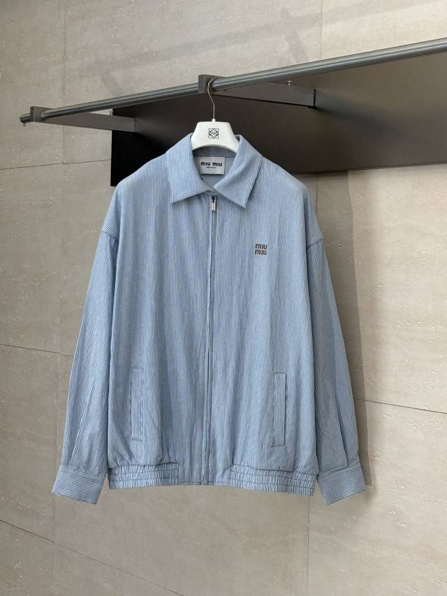 Miumi* Miu Miu 25Ssls Spring/Summer new light-colored washed striped embroidered