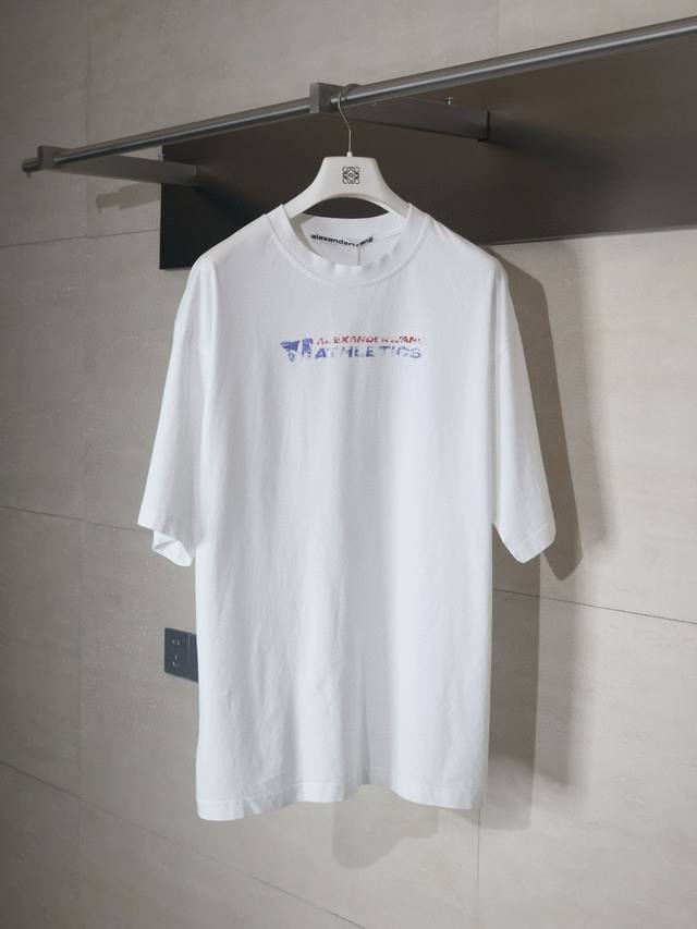 Alexander Wan* Da Wang 25Ss Blurred letter short-sleeved T-shirt The fabric is m