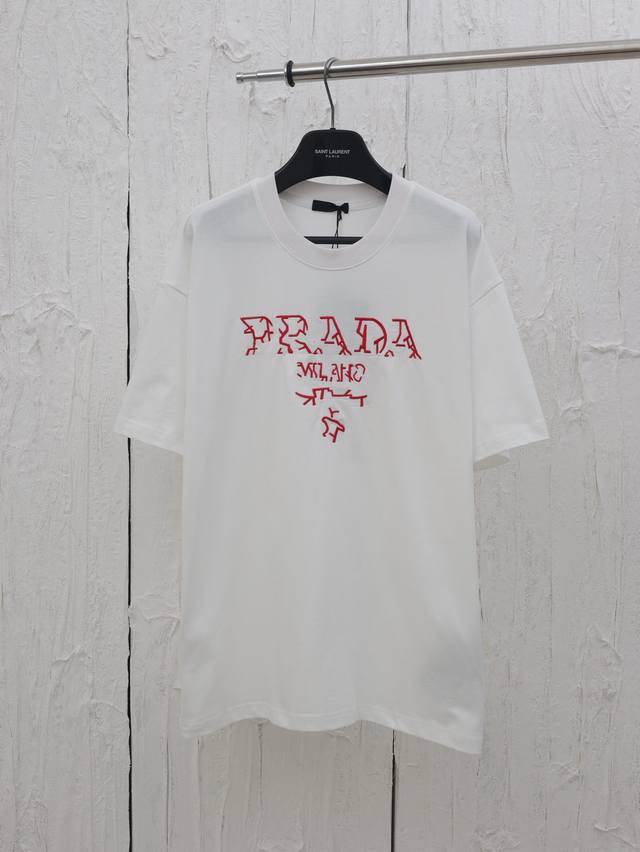 Prada* Prada 25Ss cracked logo printed short-sleeved T-shirt The chest is matche