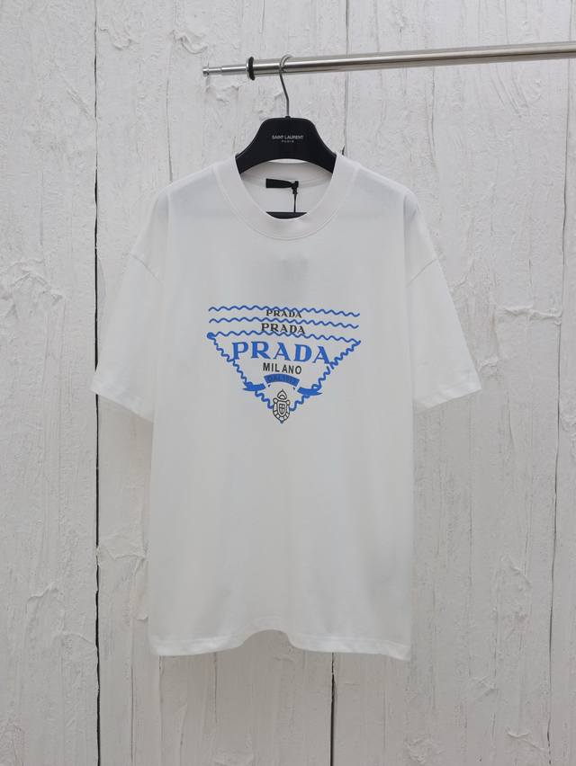 Prada* Prada 25Ss new color matching printed short-sleeved T-shirt This model us