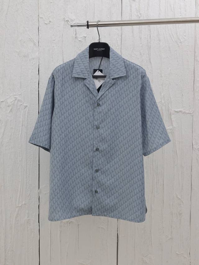 Dio* Dior Obliaue jacquard suit short-sleeved shirt in silk and cotton blend Thi