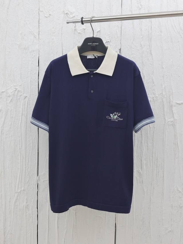 Dio* Dior embroidered lily of the valley lapel knitted short sleeves Yb purchase