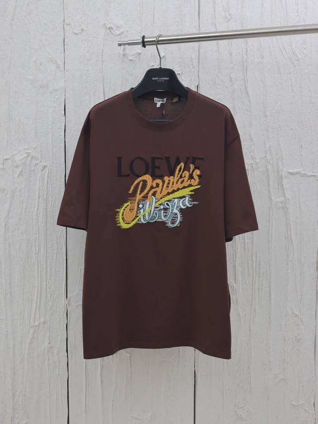 Loew* Loewe Summer Series Holiday Embroidered Short Sleeves The fabric is made o