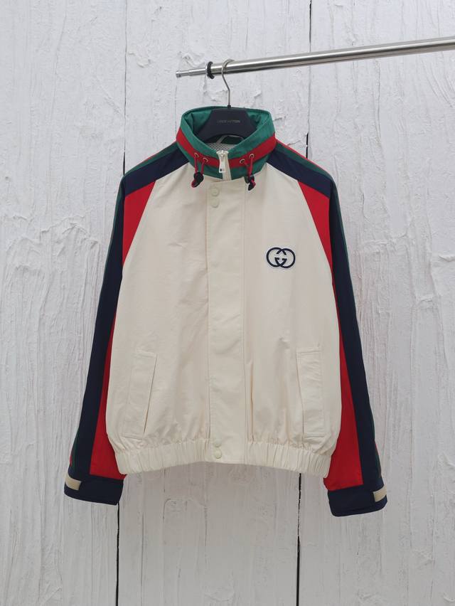 Gucci* Gucci 25 new webbing nylon jacket Customized multi-color stitching contra