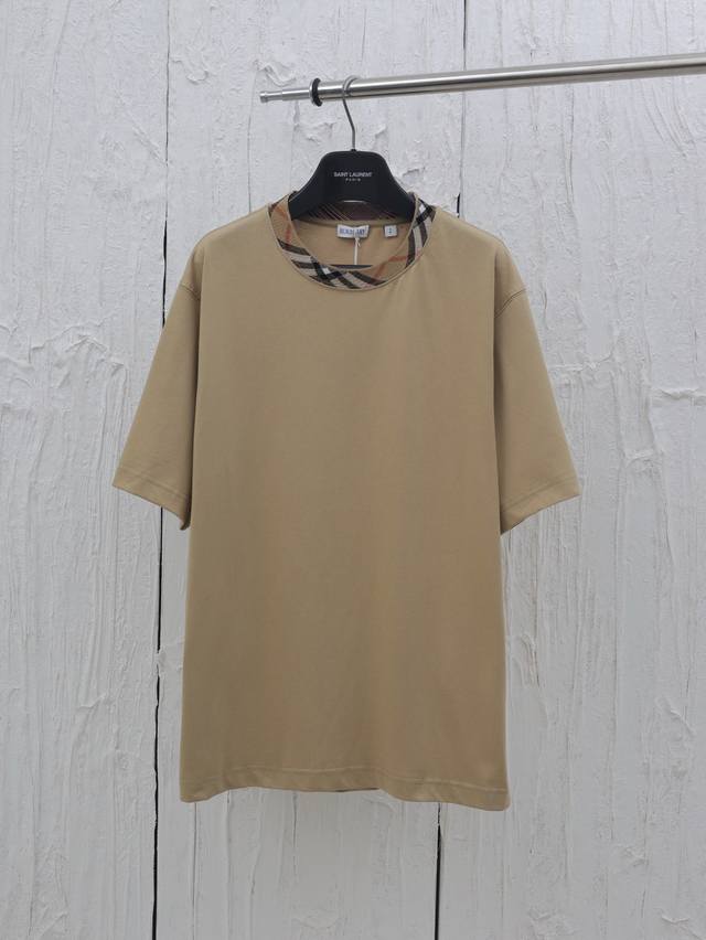 Burberry* Burberry 25Ss plaid collar round neck short-sleeved T-shirt 230G Made
