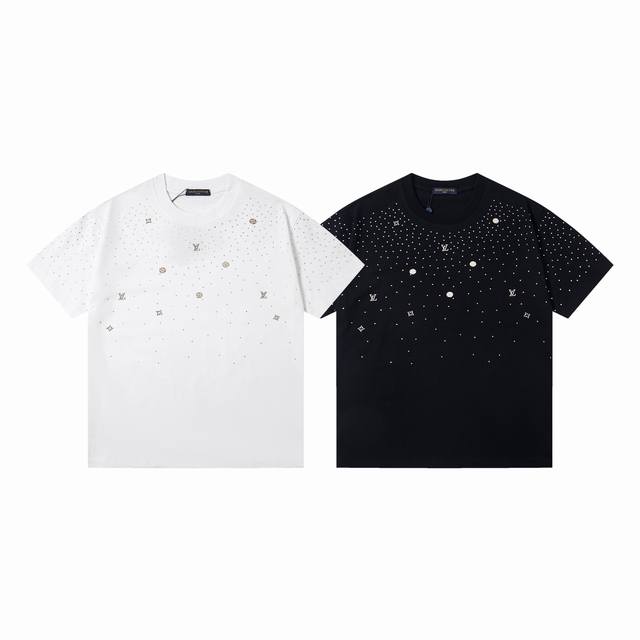 Style number: Y165 Louis Vuitton 25S new rhinestone short-sleeved 270g pure cot