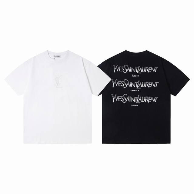 Style number: Y153 YSL Saint Laurent short-sleeved T-shirt with heavy embroider