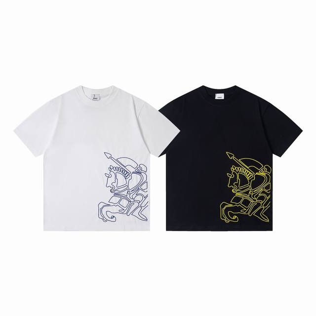 Style number: Y187 Burberry War Horse hollow embroidery couple short-sleeved T-