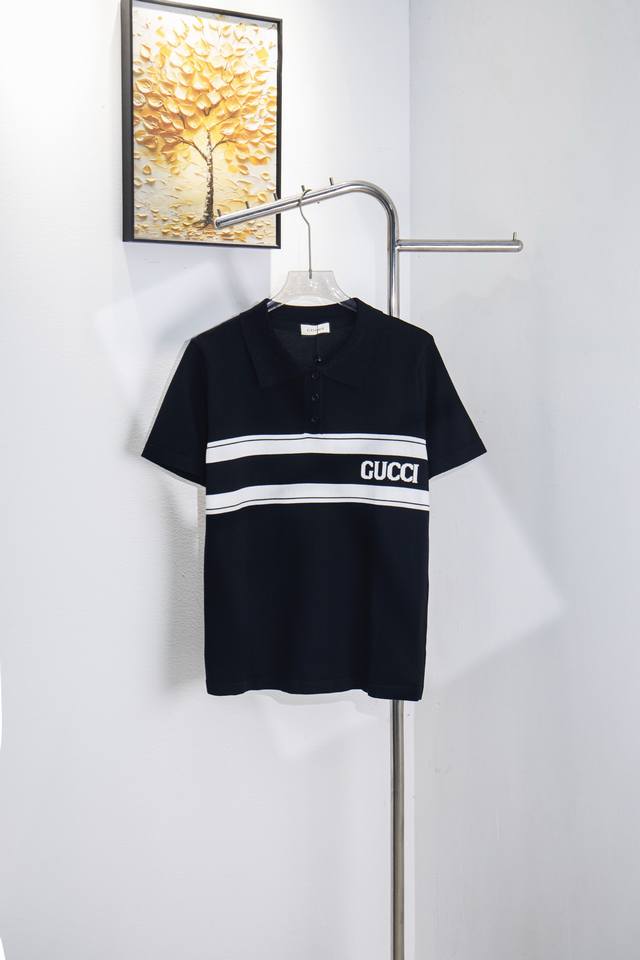 Style number: Y182 Gucci new business striped knitted Polo shirt short sleeves